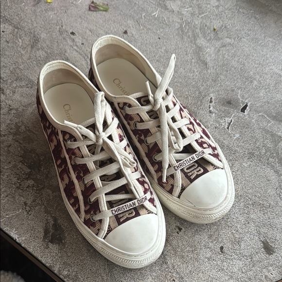Dior Shoes - Dior Women's Burgundy Monogram canvas Sneakers